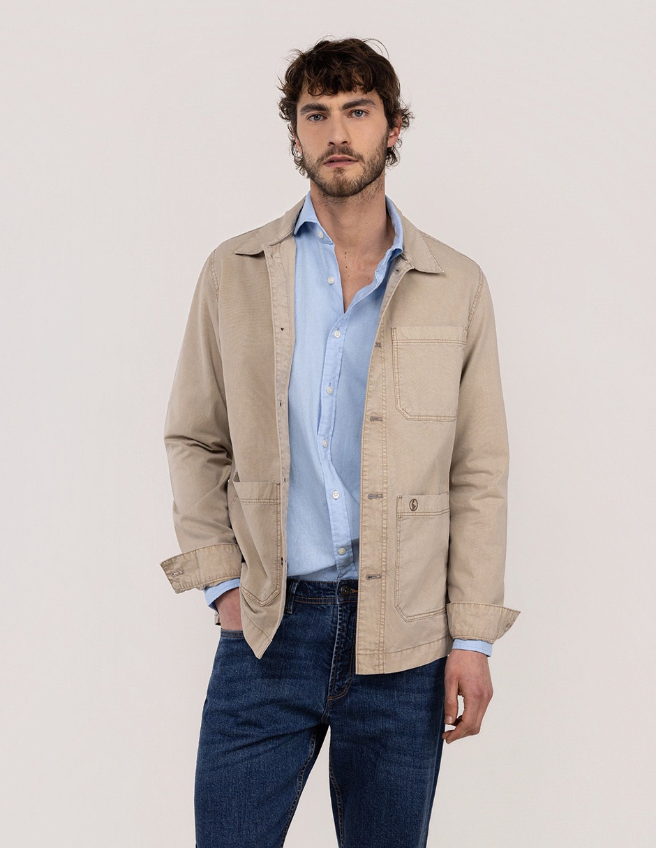 Camisa casual de algodón manga larga para hombre