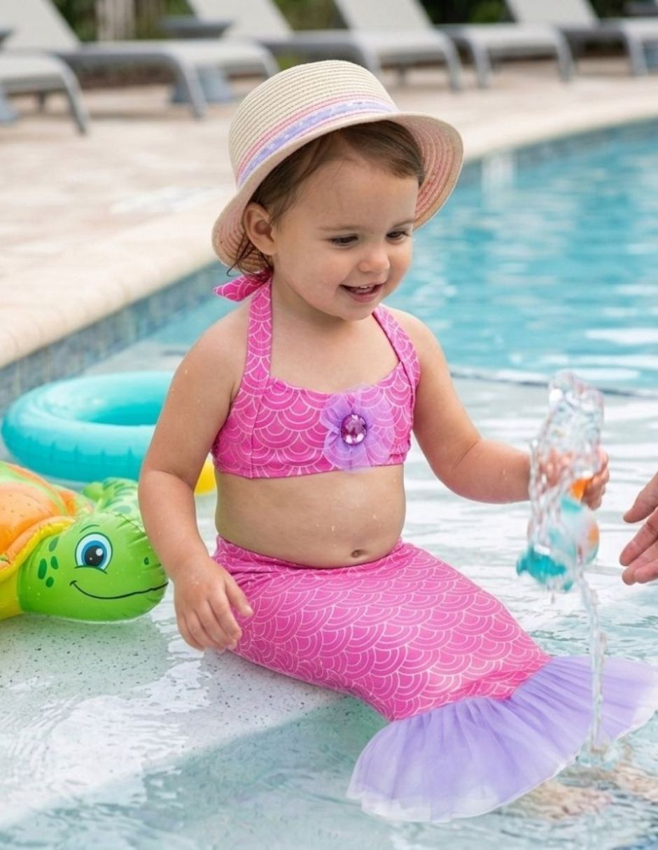 Traje de baño conjunto mermaids fancy scales sirena para bebé niña