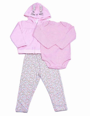 Conjunto de algodón para bebé niña 3 piezas