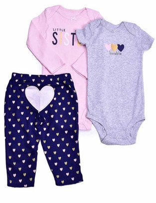 Conjunto de algodón para bebé niña 3 piezas