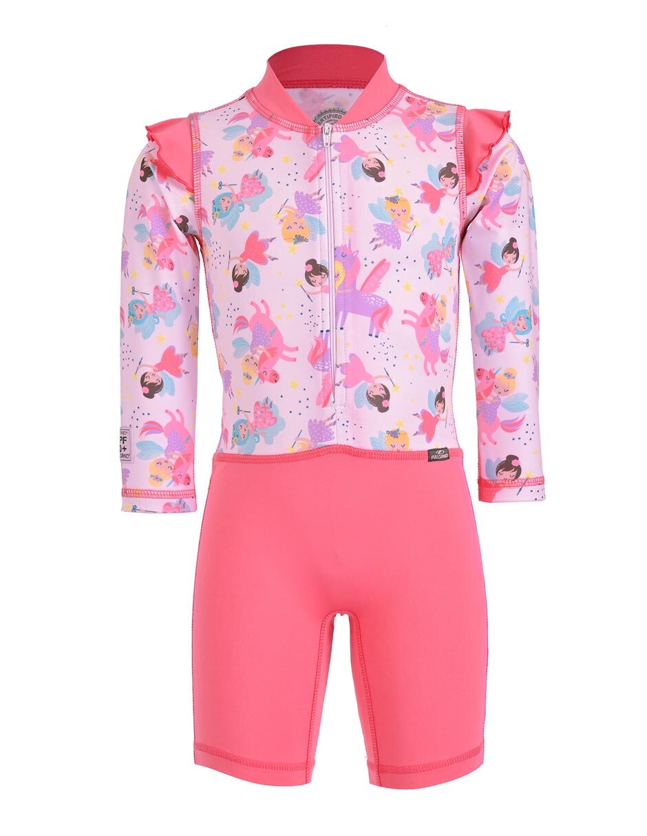 Wetsuit estampado bloques de color para niña 2