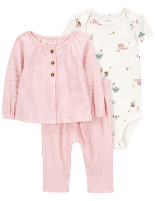 Conjunto de algodón para bebé niña 3 piezas Conjunto de algodón para bebé niña 3 piezas