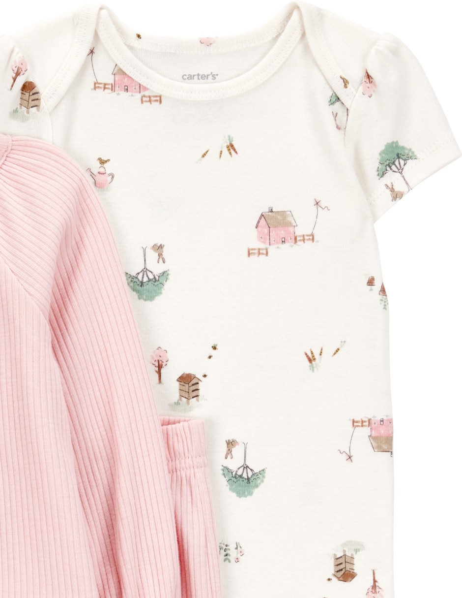Conjunto de algodón para bebé niña 3 piezas 4
