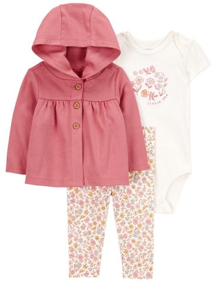 Conjunto de algodón para bebé niña 3 piezas