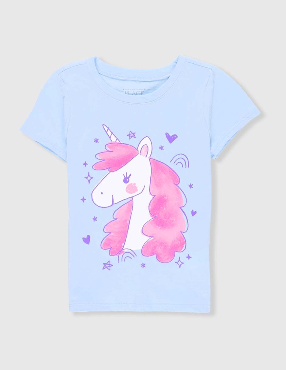 Playera The Children's Place unicornio manga corta para bebé niña
