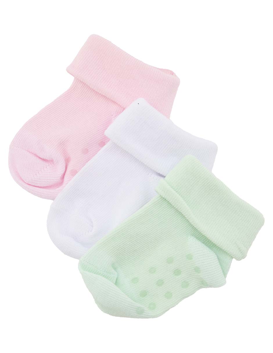 Set de calcetín antiderrapante Punto Blanco de algodón para bebé niña 3 pares