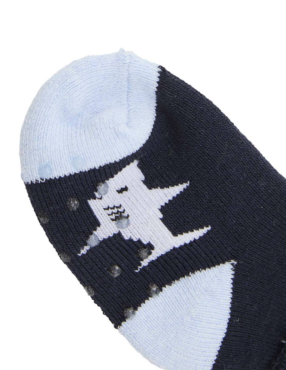 Set de tín antiderrapante Punto Blanco de algodón para bebé niño 8 pares