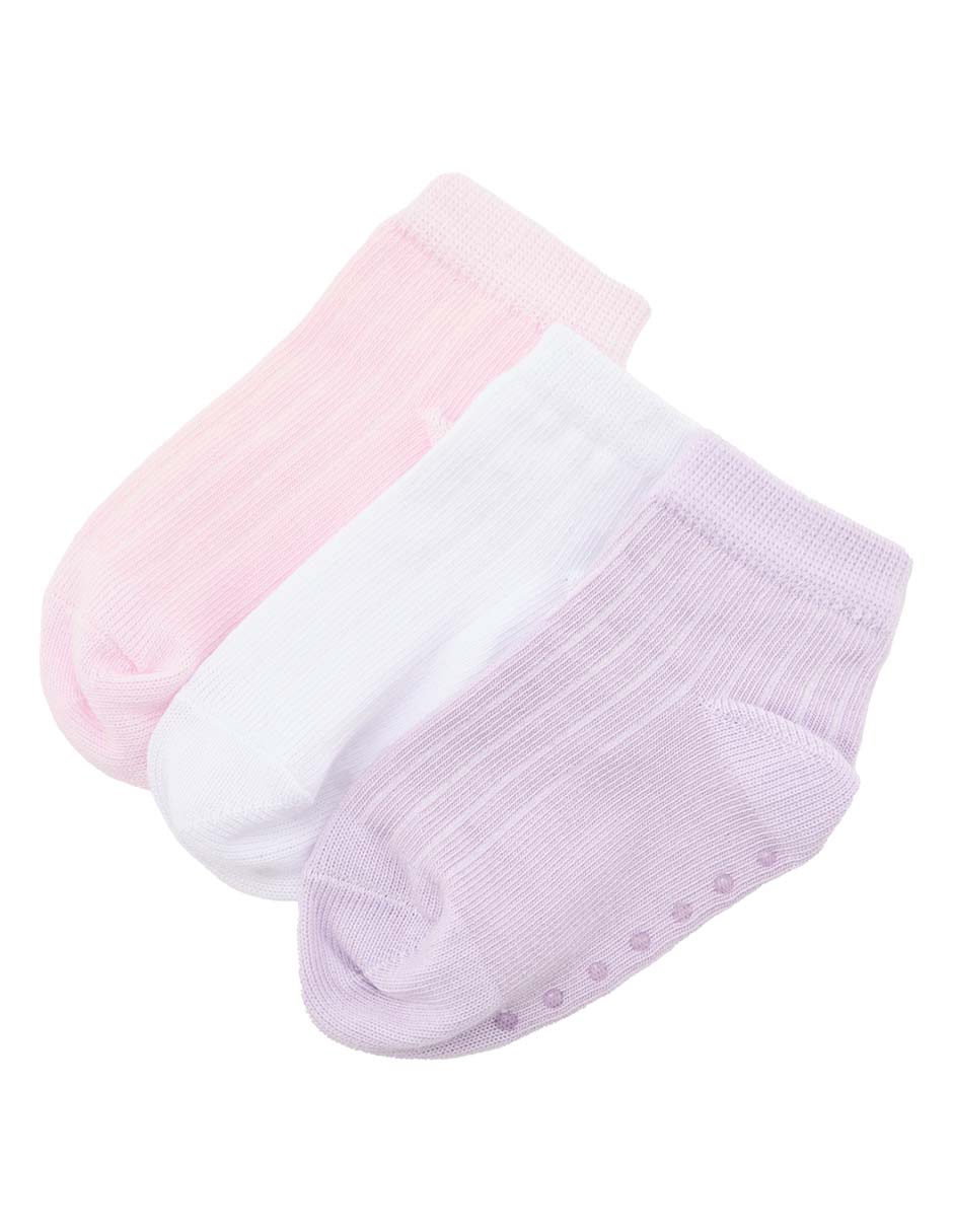 Set de calcetín antiderrapante Punto Blanco de algodón para bebé niña 3 pares