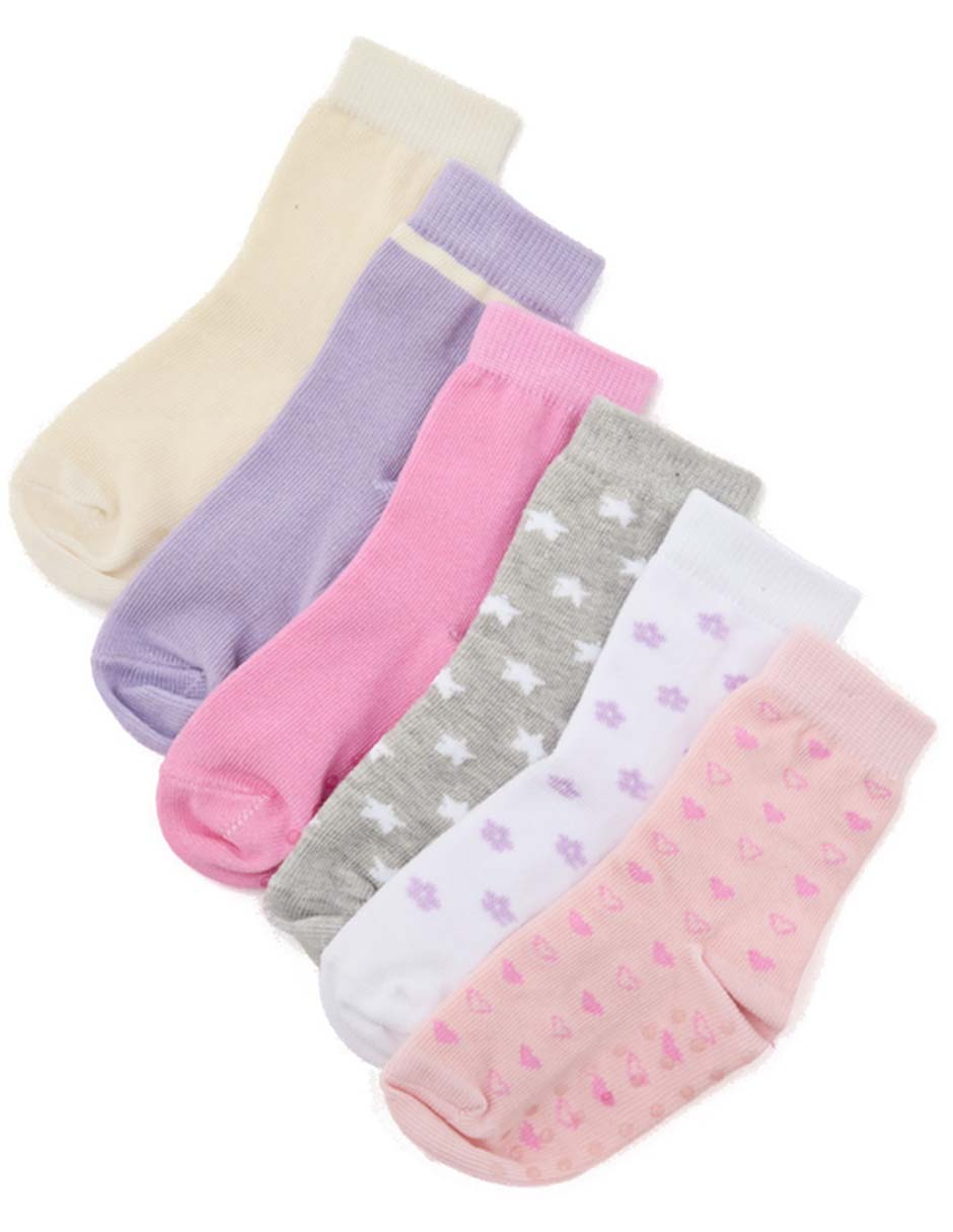 Set de calceta antiderrapante Punto Blanco de algodón para bebé niña 6 pares