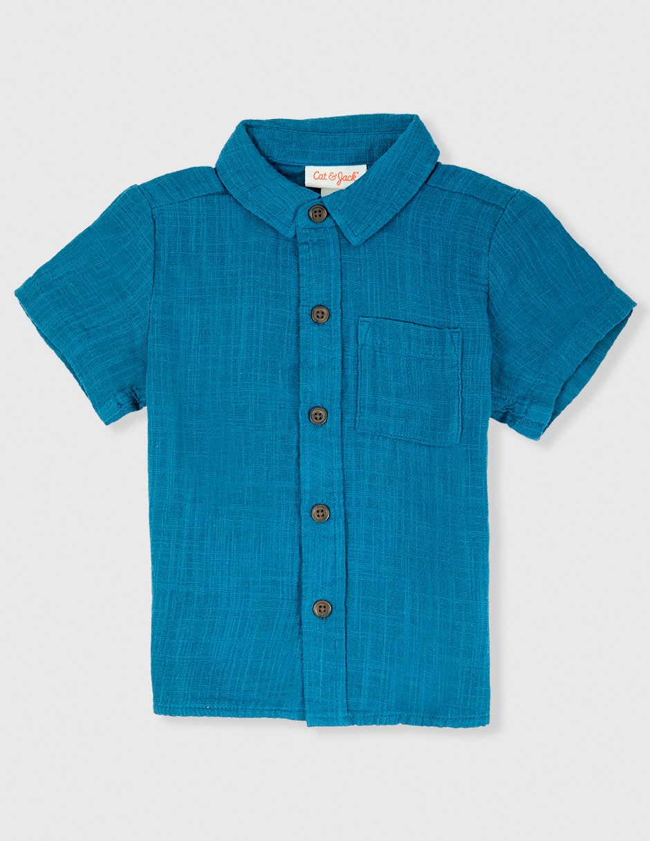 Camisa casual de algodón manga corta para bebé niño