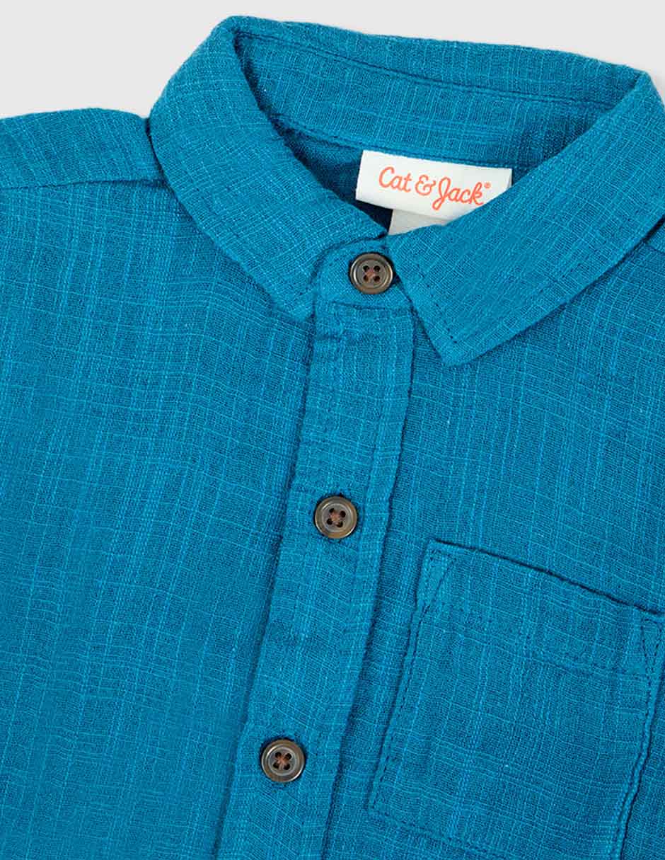 Camisa casual de algodón manga corta para bebé niño