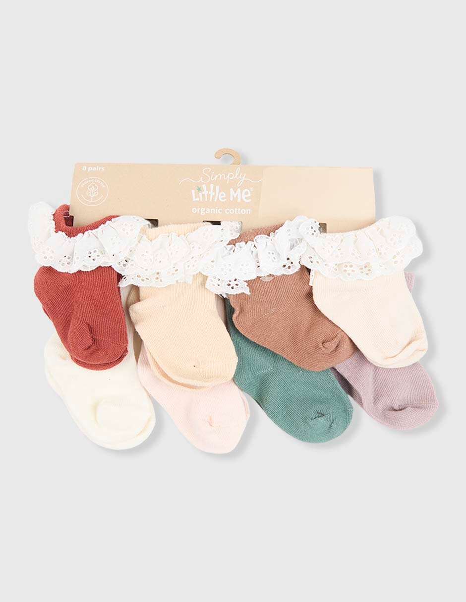 Set de calcetín Little Me de algodón para bebé niña 8 pares