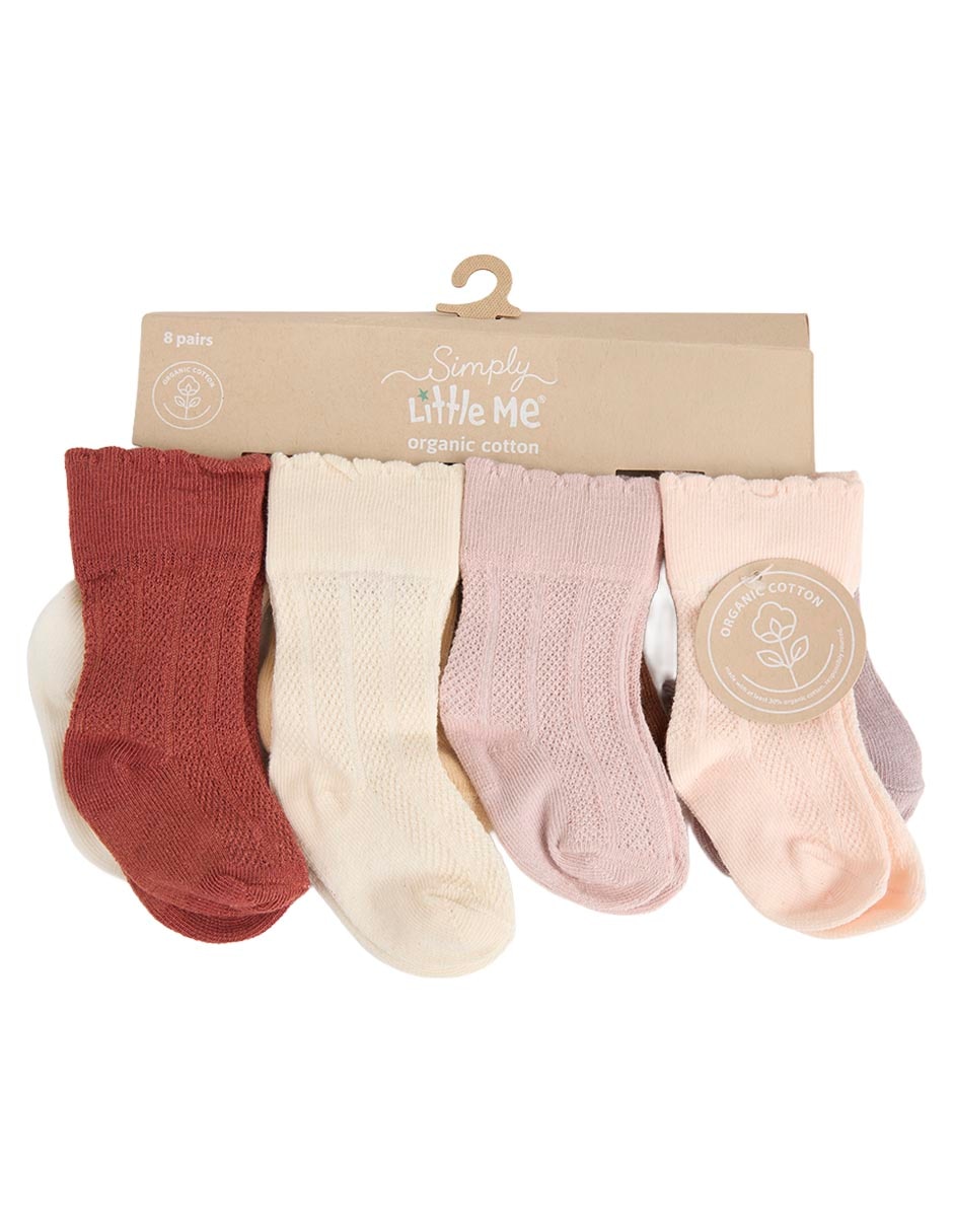 Set de calcetín Little Me de algodón para bebé niña 8 pares