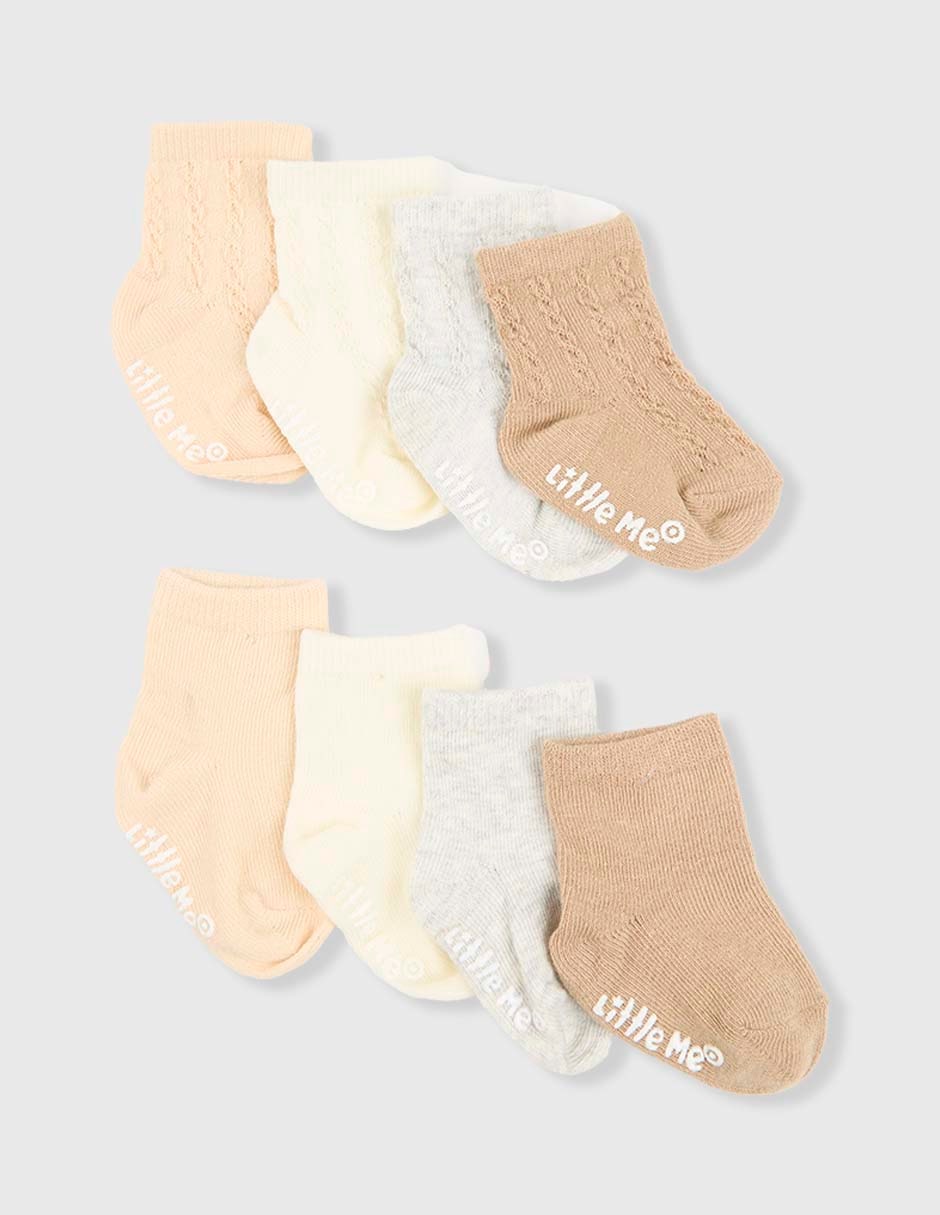 Set de calcetín antiderrapante Little Me de algodón para bebé niño 8 pares