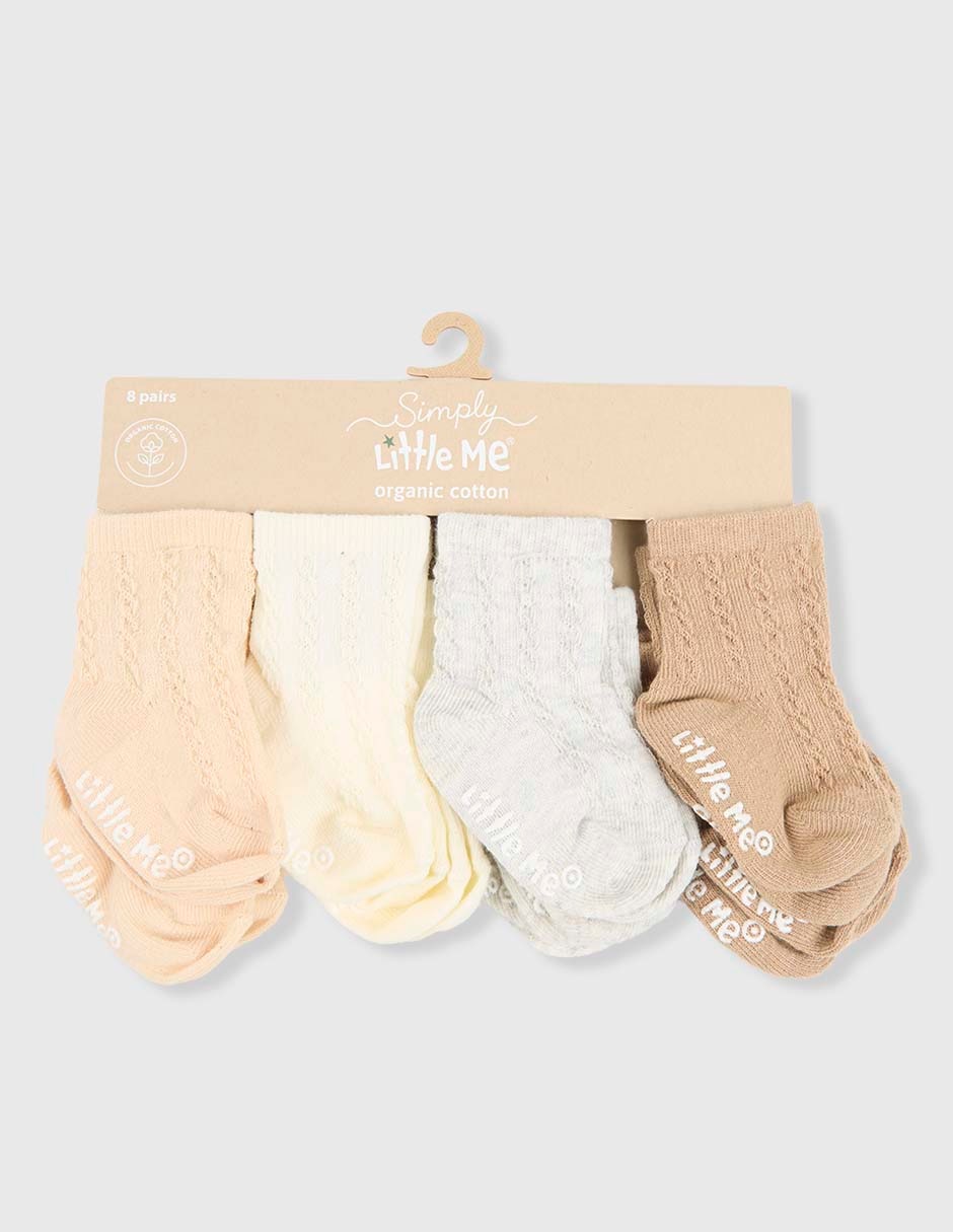 Set de calcetín antiderrapante Little Me de algodón para bebé niño 8 pares