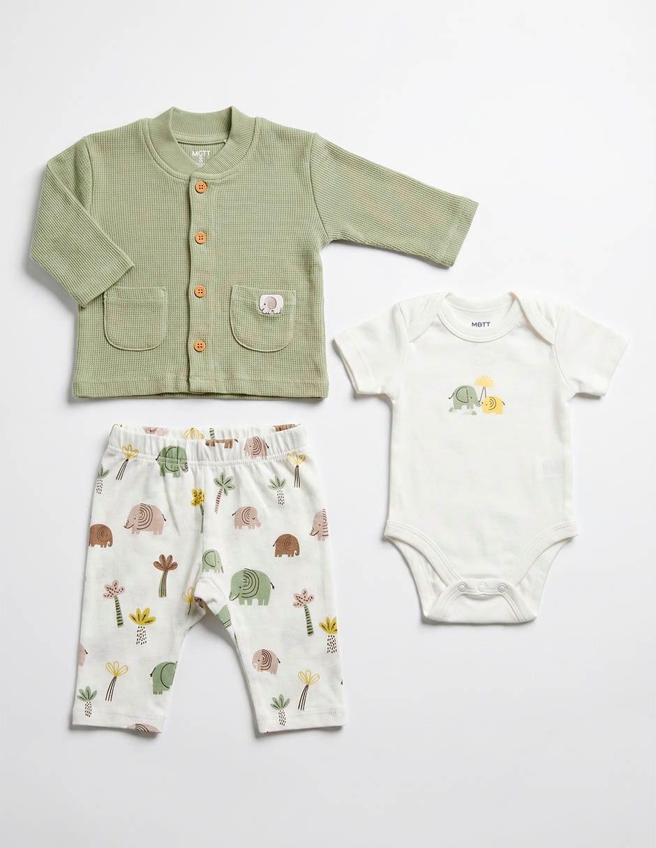 Conjunto de algodón para bebé niño 3 piezas 2