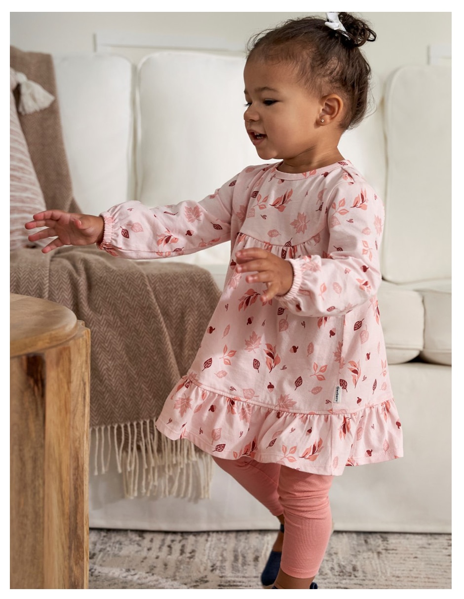 Conjunto vestido manga acampanada para niña