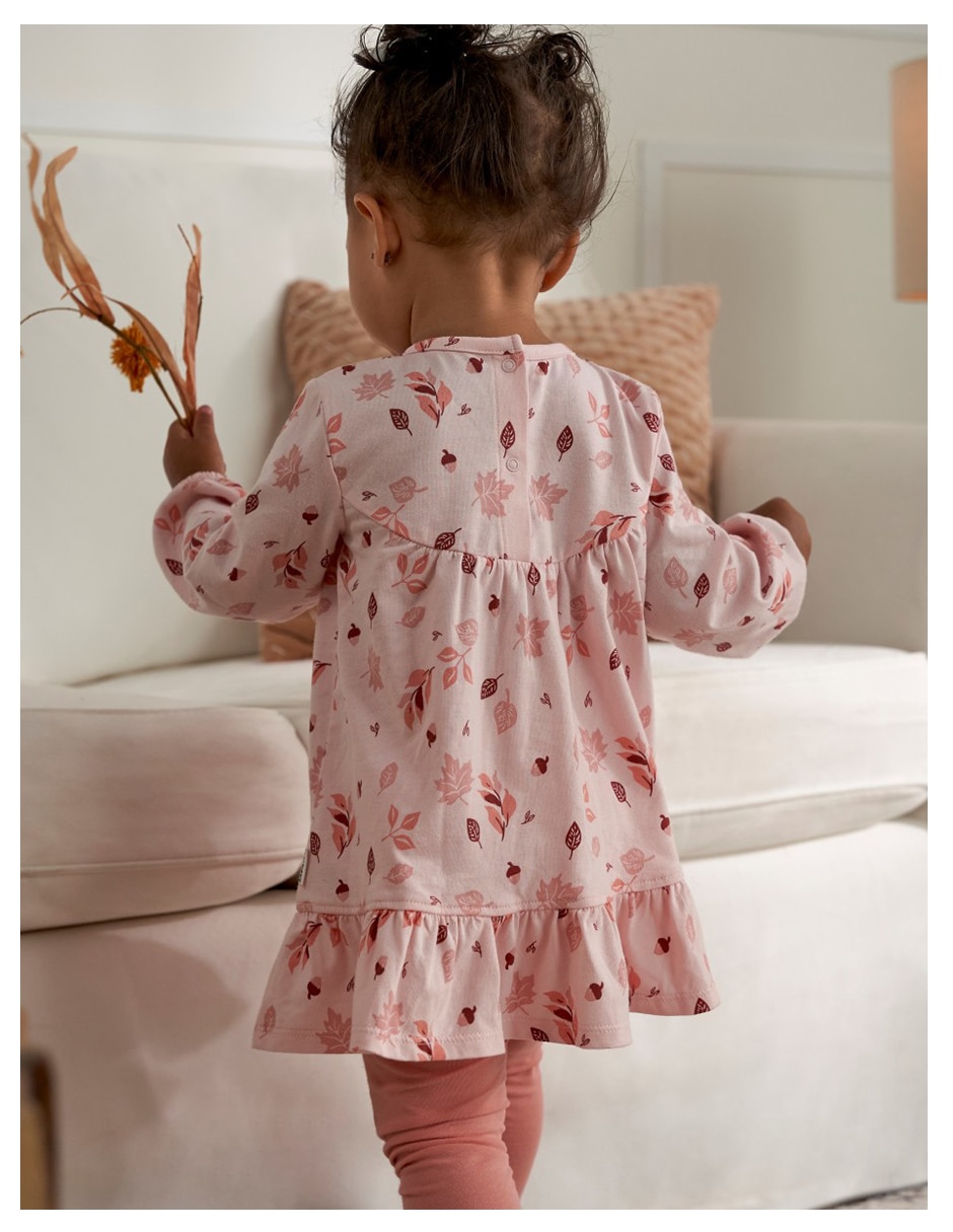 Conjunto vestido manga acampanada para niña 8