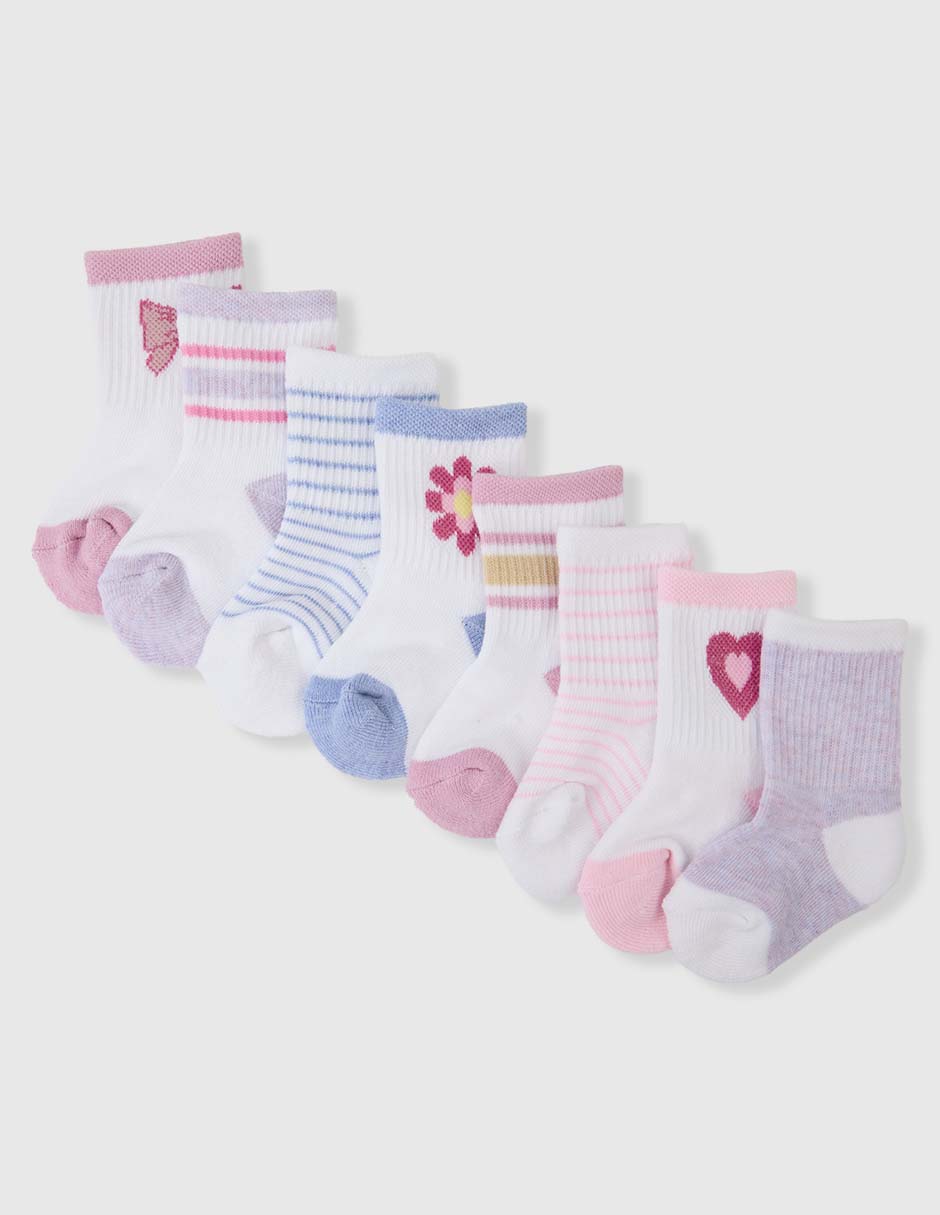 Set calcetín de algodón para bebé niña 8 pares Set calcetín de algodón para bebé niña 8 pares
