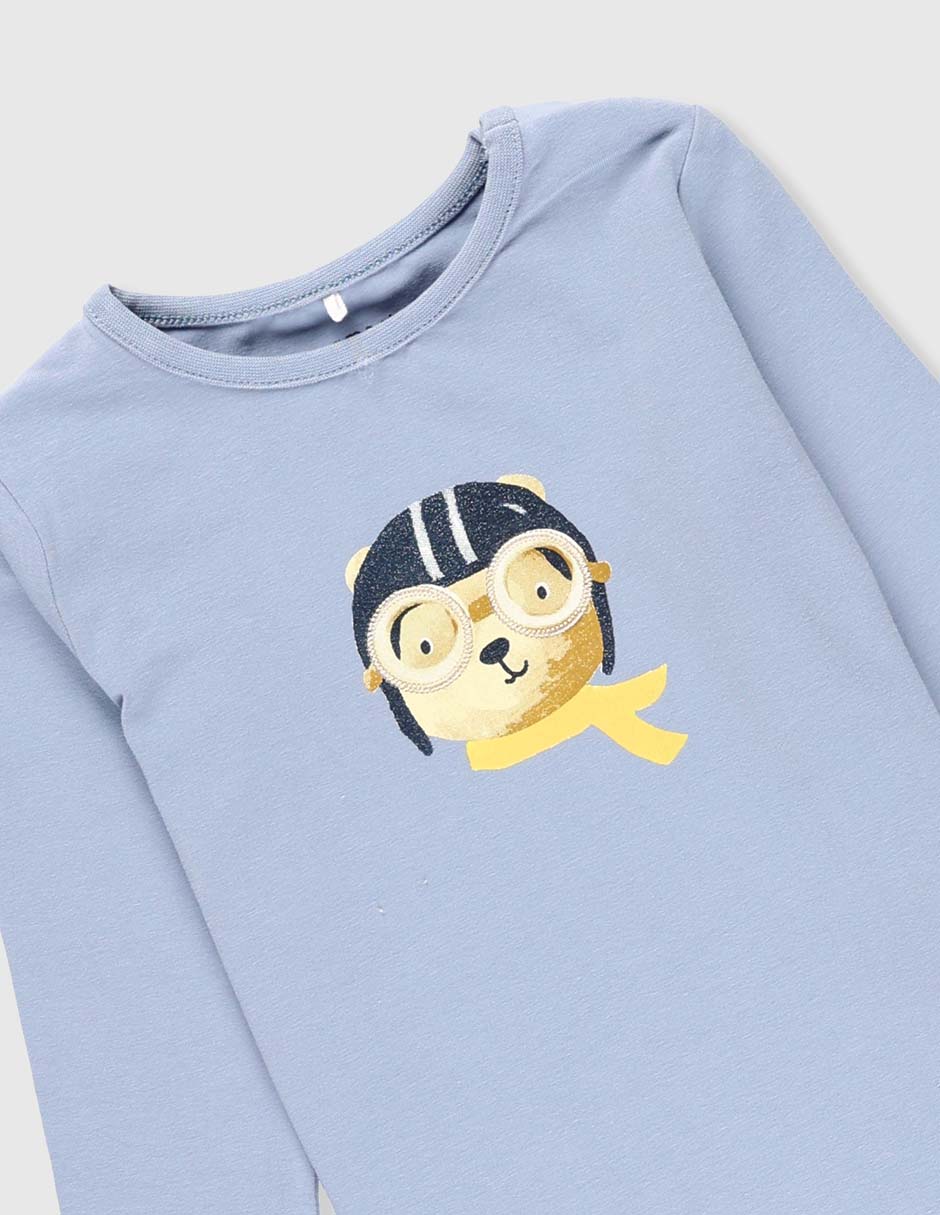 Playera Oso manga larga para bebé niño 6