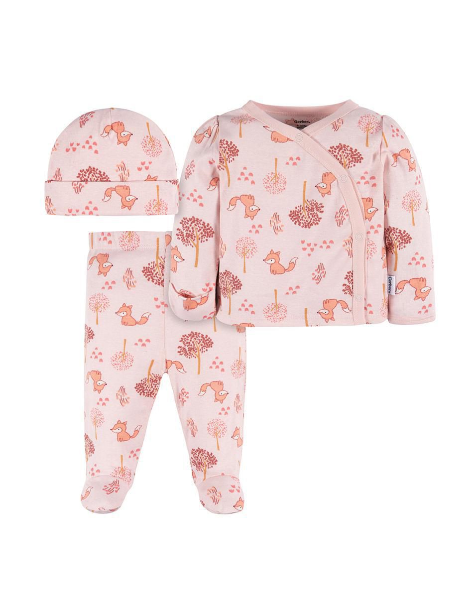 Conjunto casual de algodón para bebé niña 3 piezas Conjunto casual de algodón para bebé niña 3 piezas