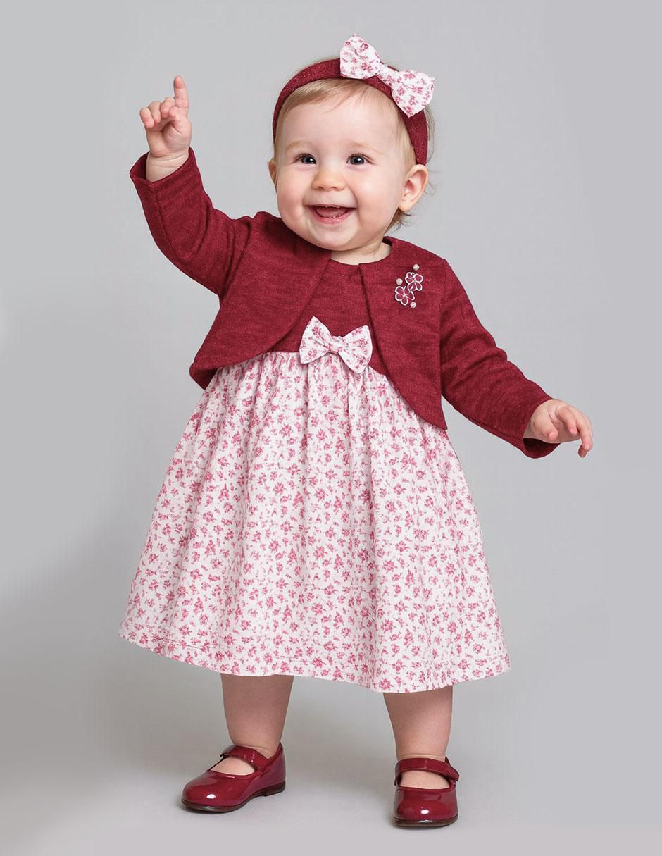 Vestido con suéter manga larga para bebé niña