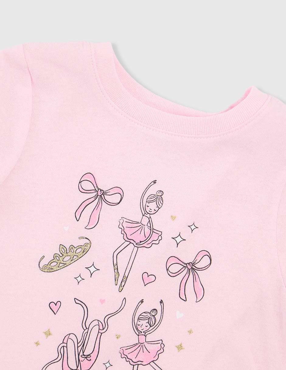 Playera manga regular para niña