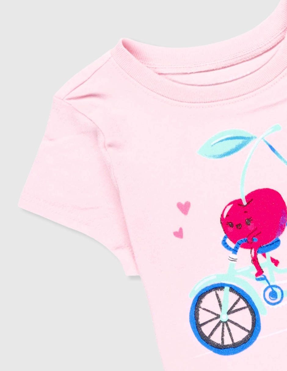 Playera manga regular para niña