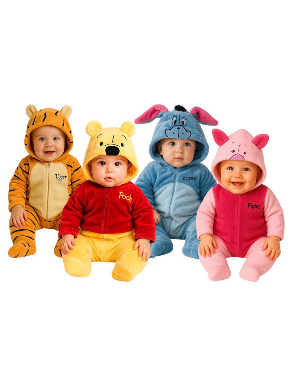 Mameluco Tigger, Pooh, Igor, Piglet para bebé Mameluco Tigger, Pooh, Igor, Piglet para bebé