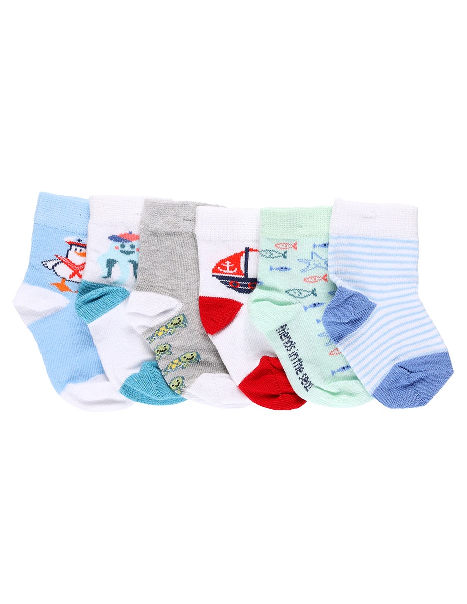 Set calcetín de algodón para bebé niño 6 pares Set calcetín de algodón para bebé niño 6 pares