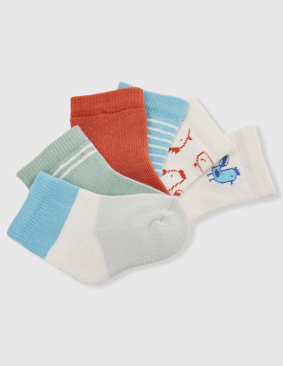 Set calcetín antiderrapante de algodón para bebé niño 6 pares Set calcetín antiderrapante de algodón para bebé niño 6 pares