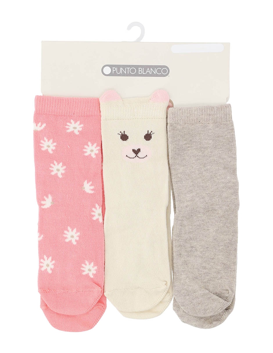 Set calceta antiderrapante de algodón para bebé niña 3 pares