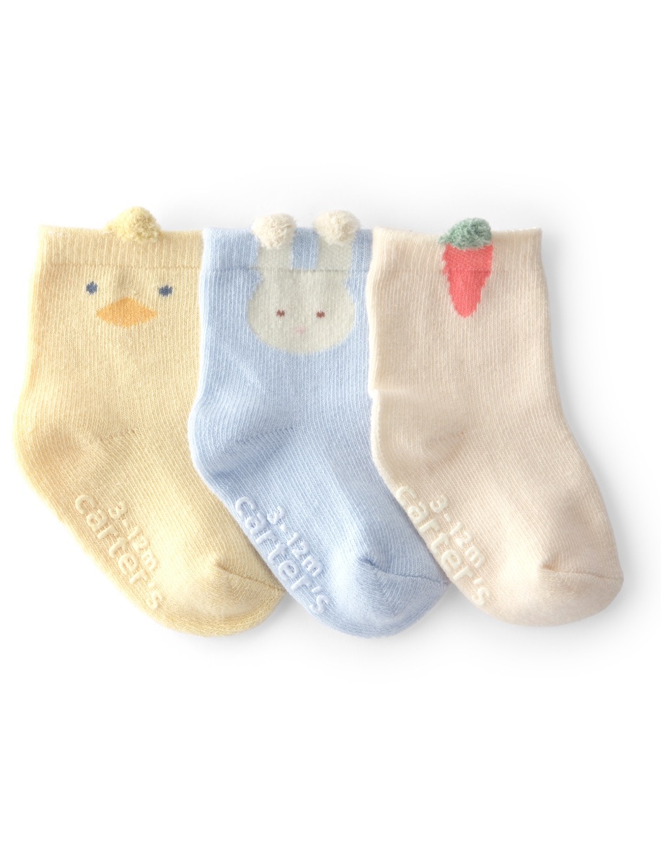 Set calceta de algodón para bebé 3 pares Set calceta de algodón para bebé 3 pares