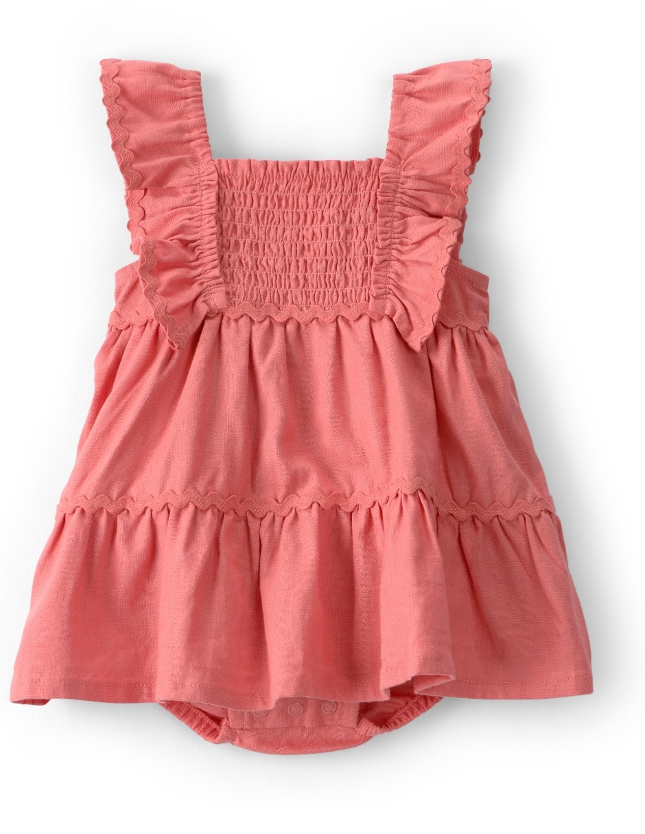 Vestido con calzón manga volantes para bebé niña