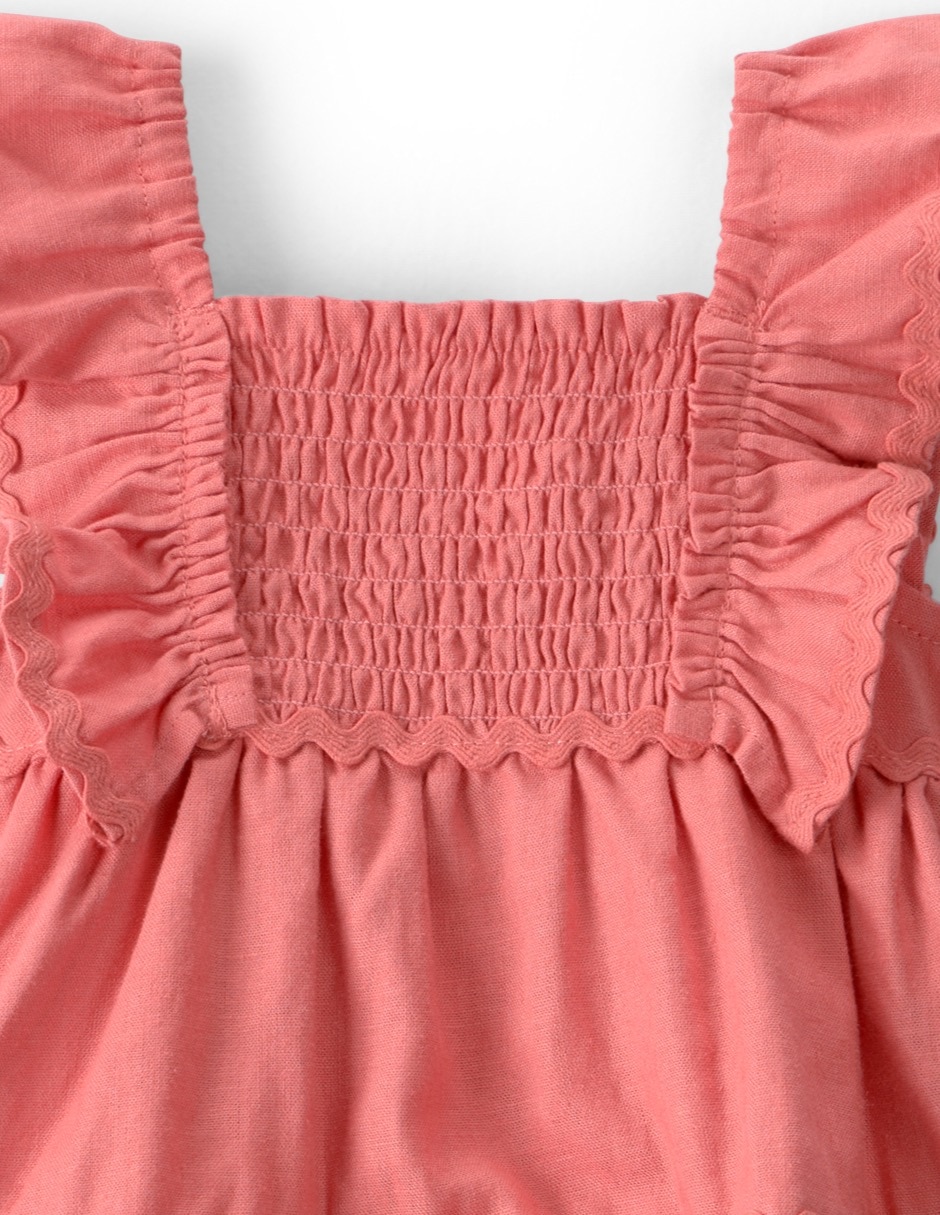 Vestido con calzón manga volantes para bebé niña
