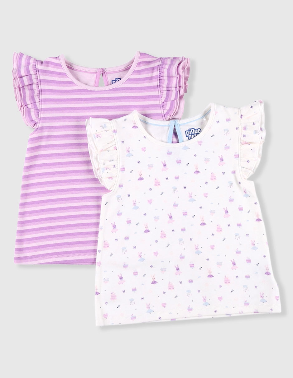 Set playera manga corta para bebé niña Set playera manga corta para bebé niña