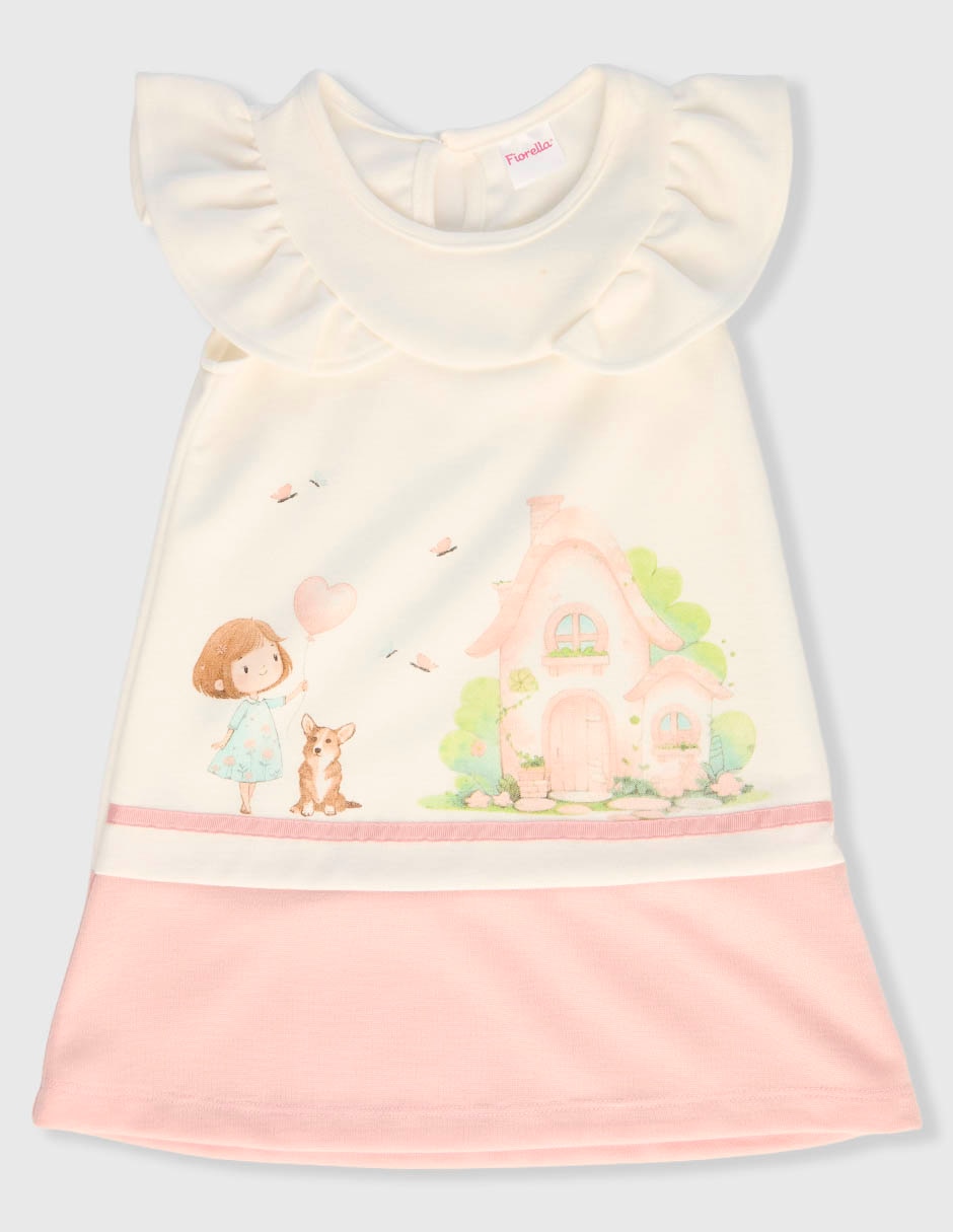 Vestido manga volantes para bebé niña