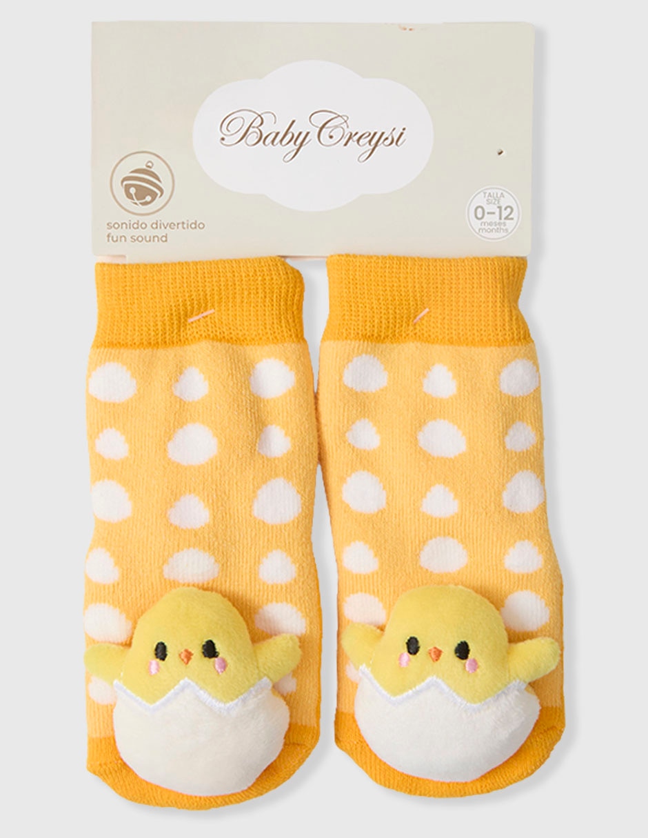 Calcetín antiderrapante baby creysi collection sonido divertido de algodón para bebé niño