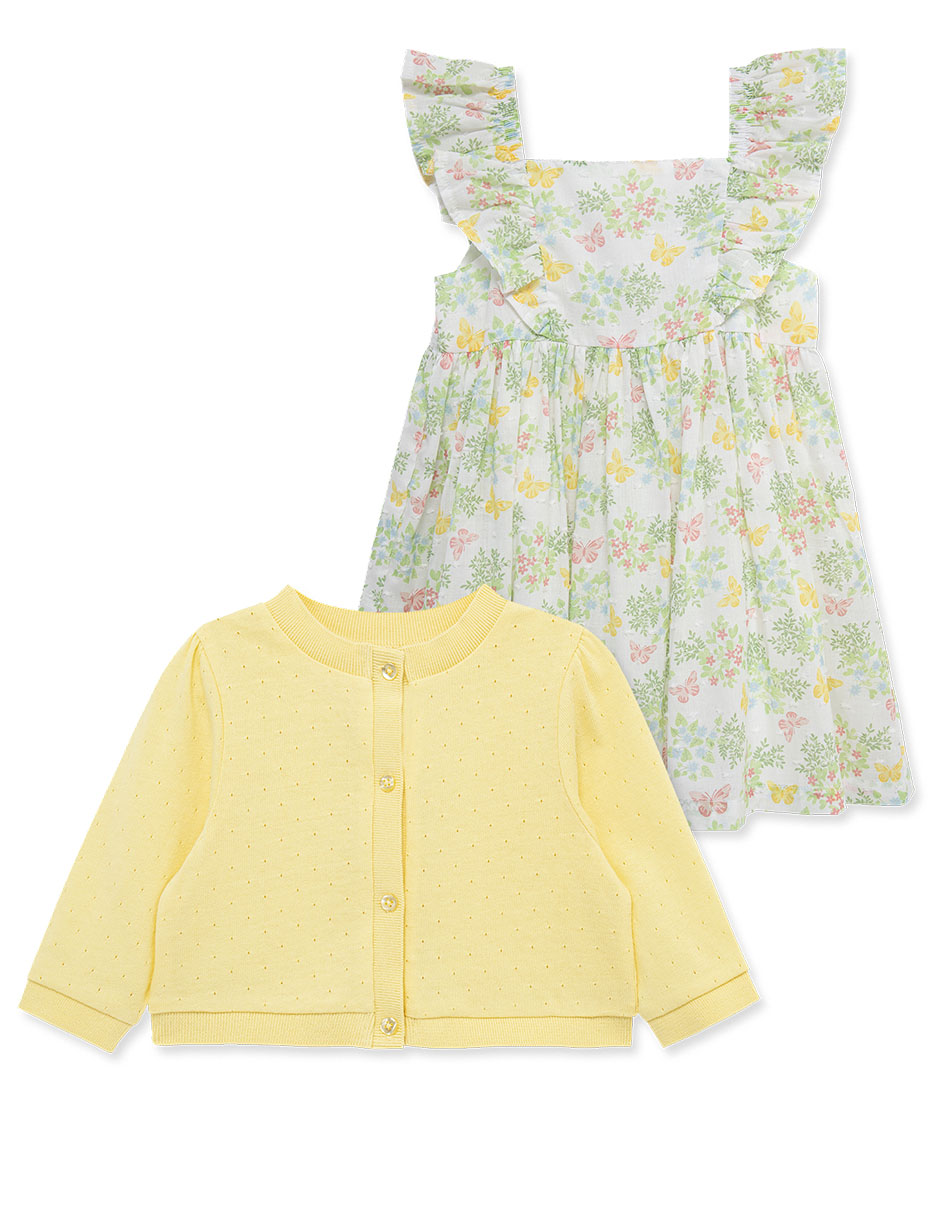 Vestido con suéter manga mariposa para bebé niña Vestido con suéter manga mariposa para bebé niña