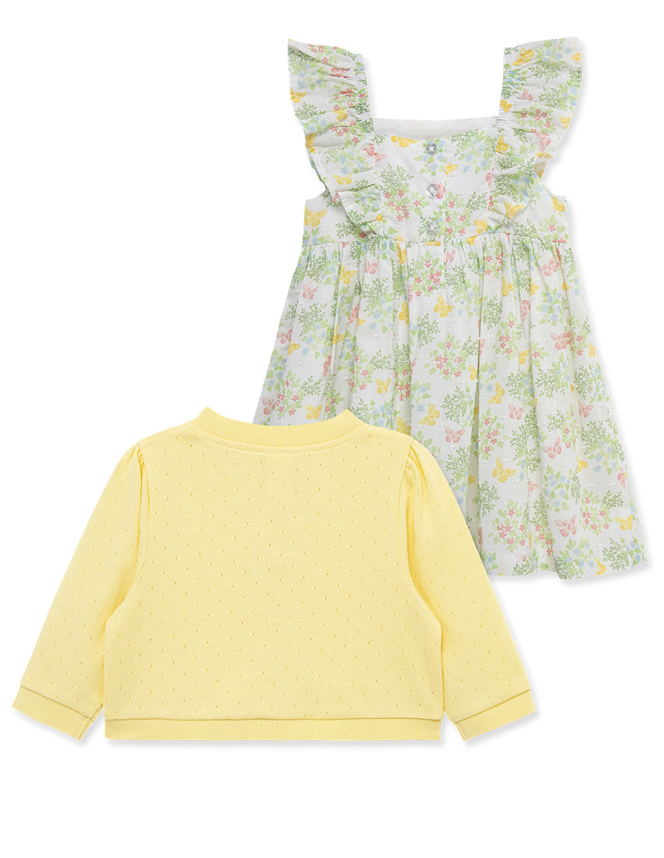 Vestido con suéter manga mariposa para bebé niña