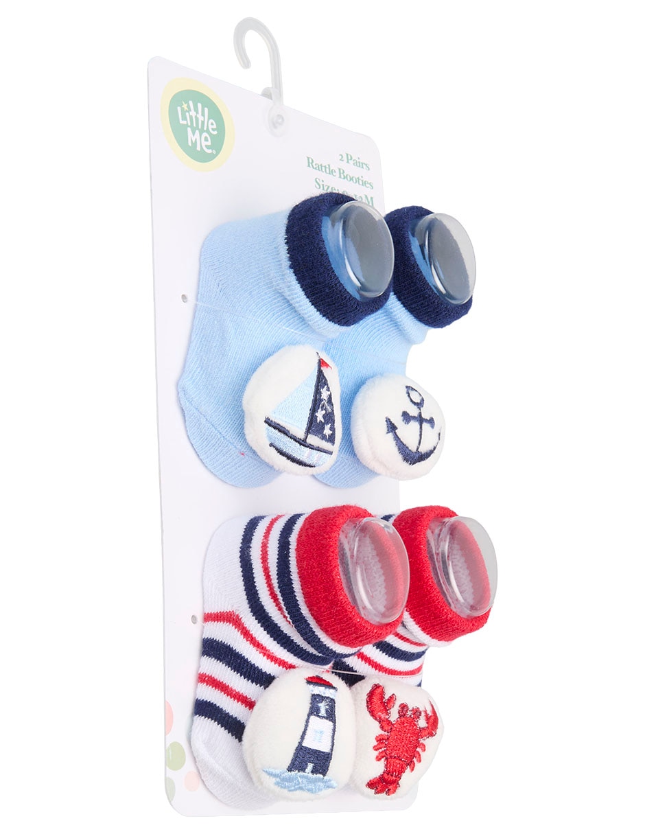Set de calcetín antiderrapante little me de algodón para bebé niño 2 pares