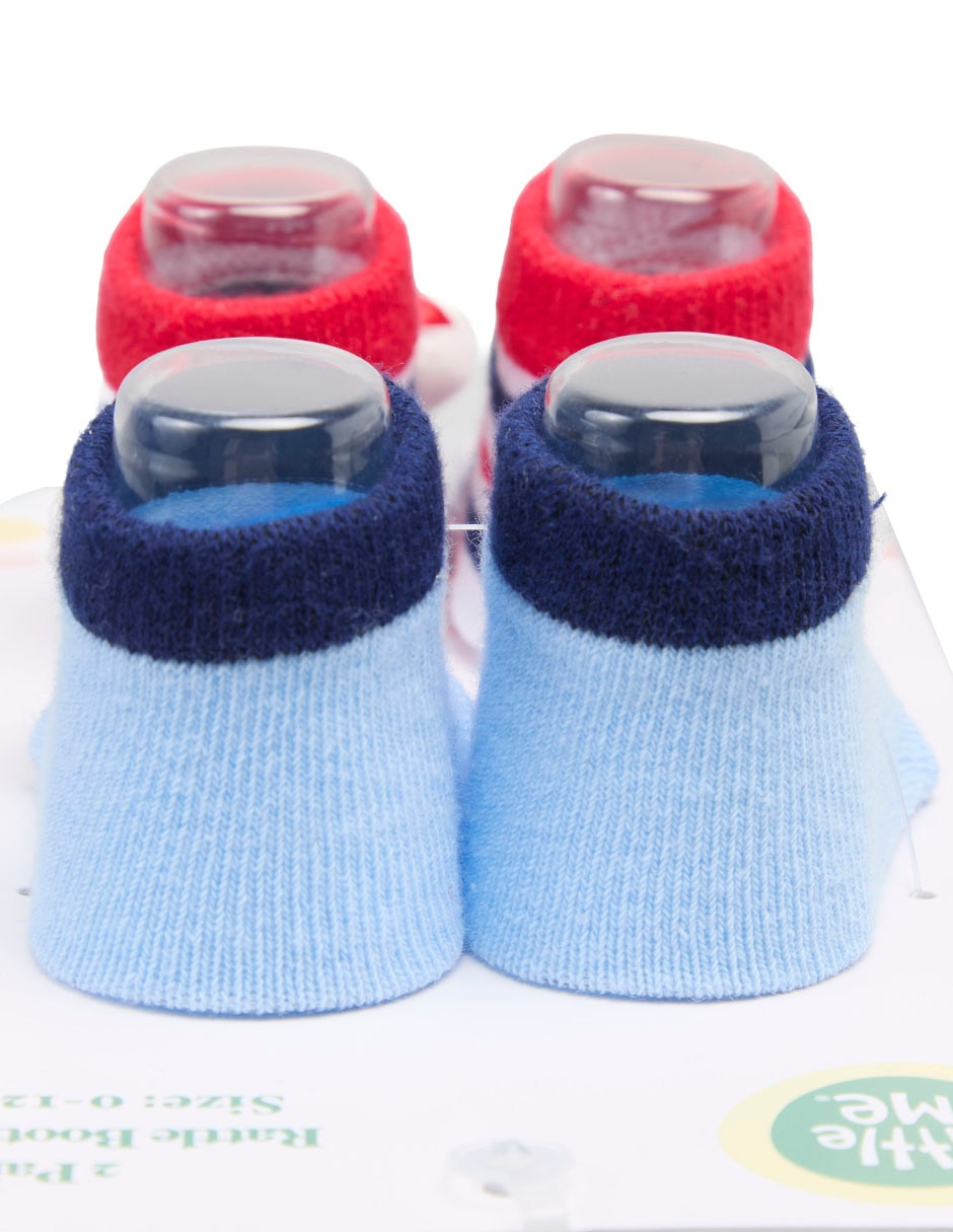 Set de calcetín antiderrapante little me de algodón para bebé niño 2 pares
