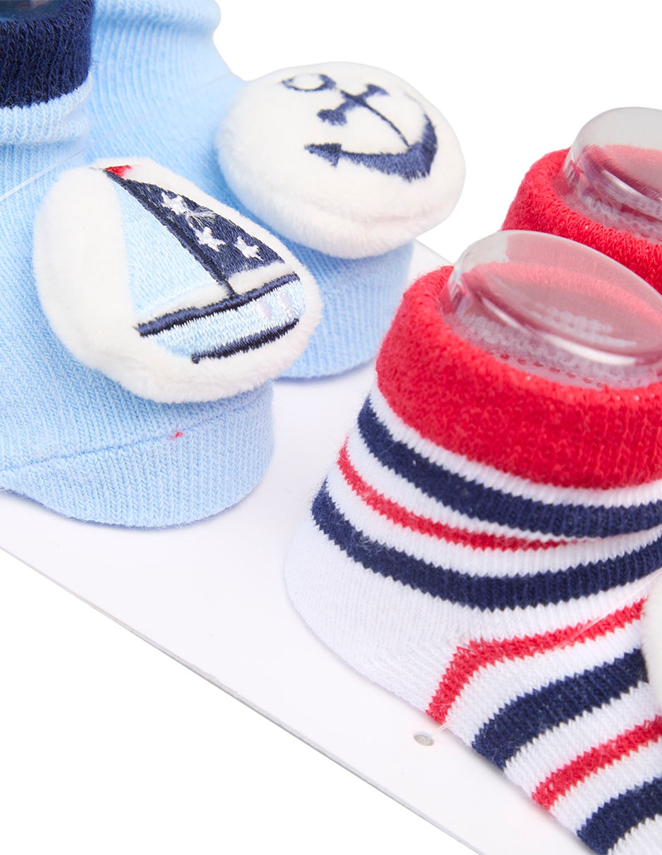 Set de calcetín antiderrapante little me de algodón para bebé niño 2 pares