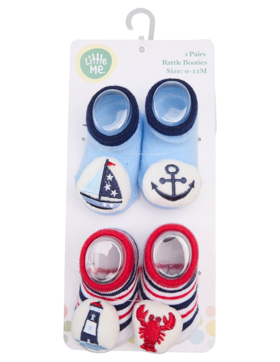 Set de calcetín antiderrapante little me de algodón para bebé niño 2 pares