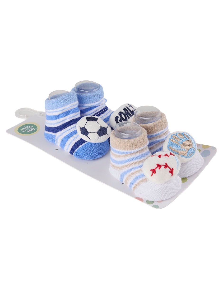 Calcetín Little Me De Algodón Para Bebé Niño 2 Pares