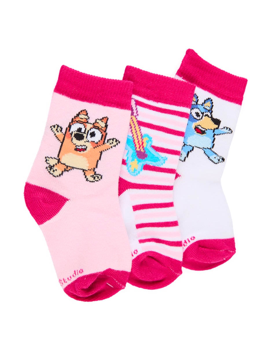 Set de calcetín y Bingo Bluey de algodón para bebé niña 3 pares Set de calcetín y Bingo Bluey de algodón para bebé niña 3 pares