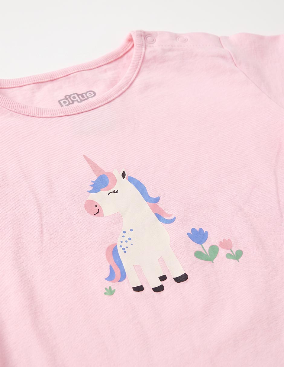 Playera unicornio manga corta para bebé niña 4
