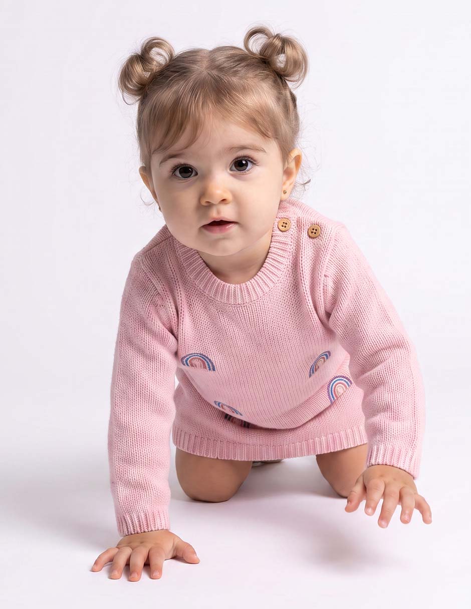 Vestido manga con puño para niña
