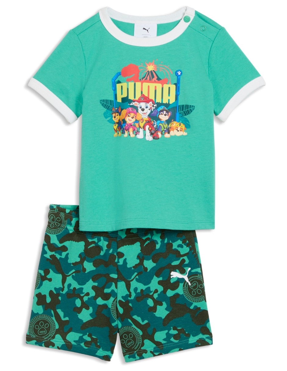 Conjunto casual puma x paw patrol minicats tee and shorts set inf de algodón para bebé niño Conjunto casual puma x paw patrol minicats tee and shorts set inf de algodón para bebé niño