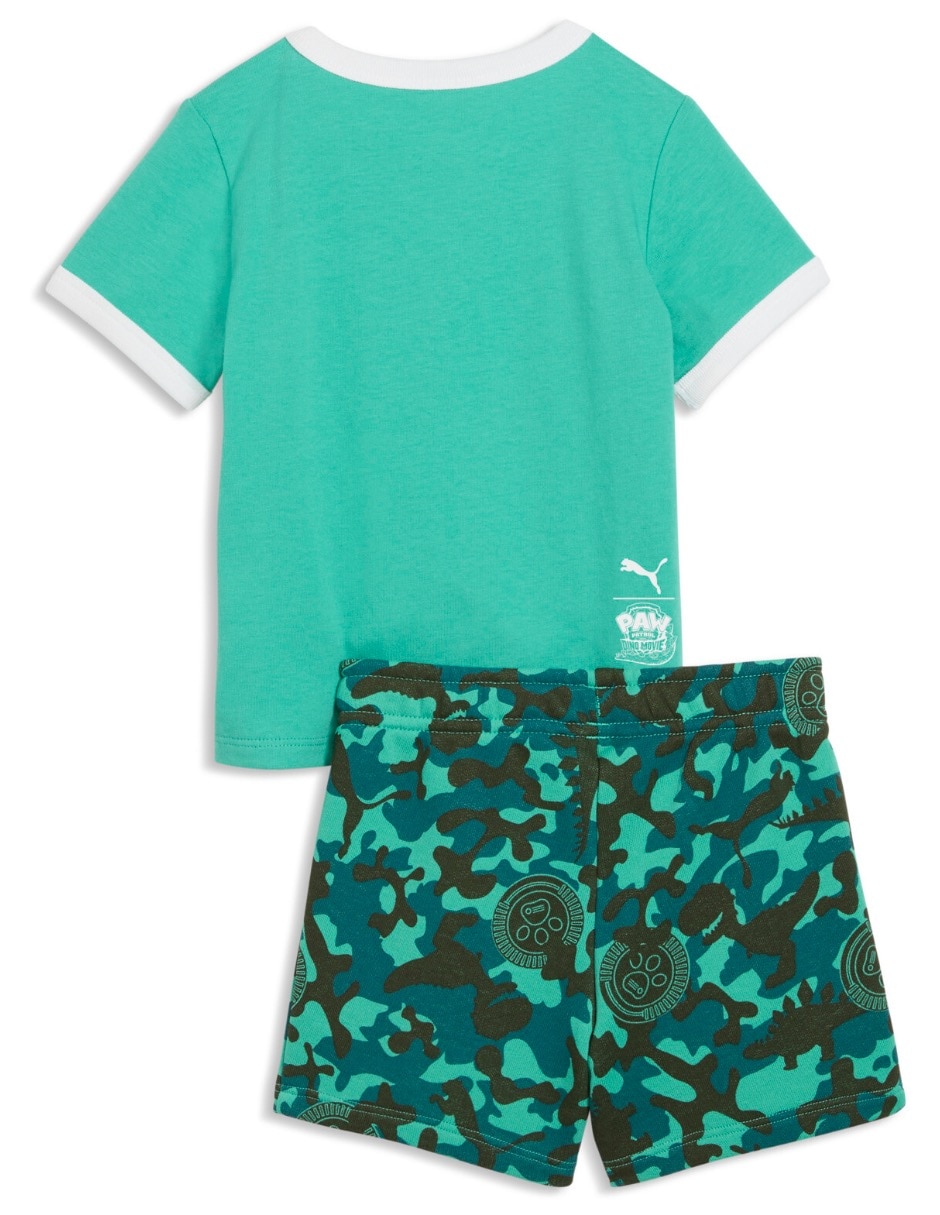 Conjunto casual puma x paw patrol minicats tee and shorts set inf de algodón para bebé niño 2